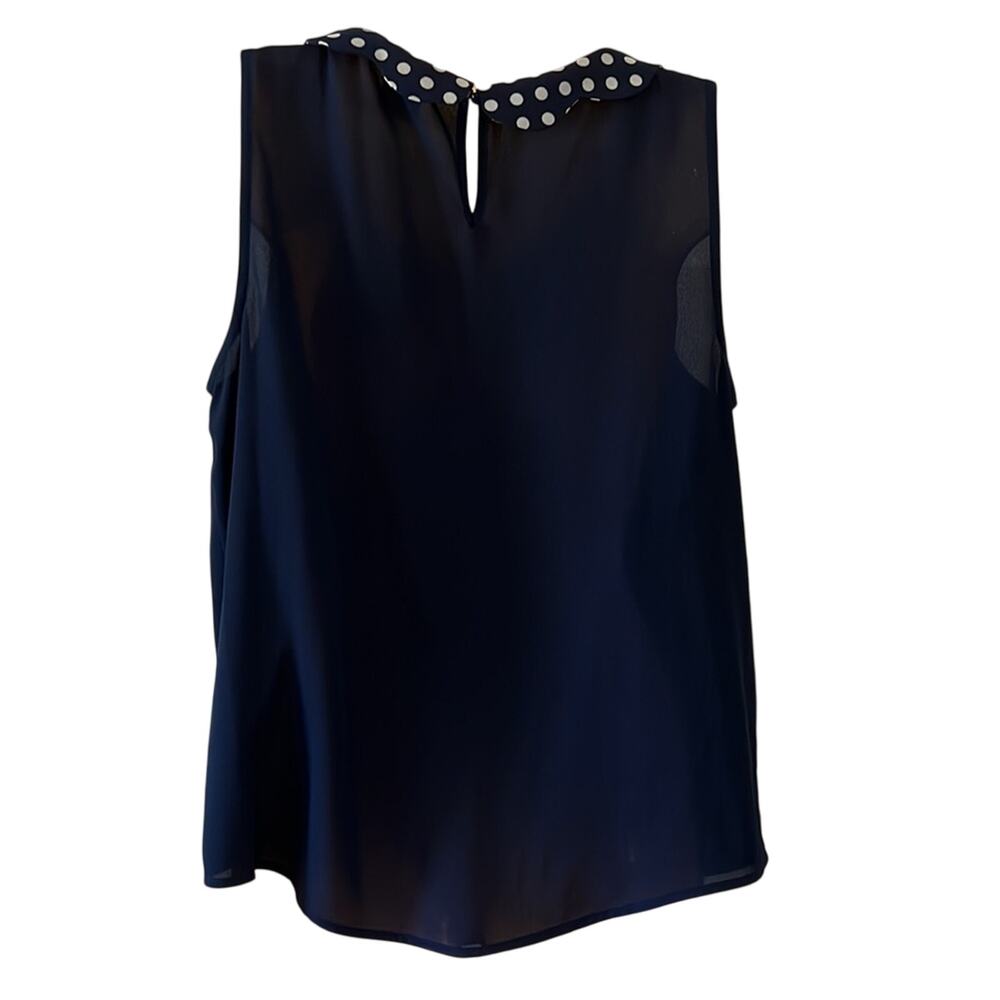 Disney LC Lauren Conrad Navy Blue Blouse with Polka Dot Collar Woman Size Large - Picture 3 of 10